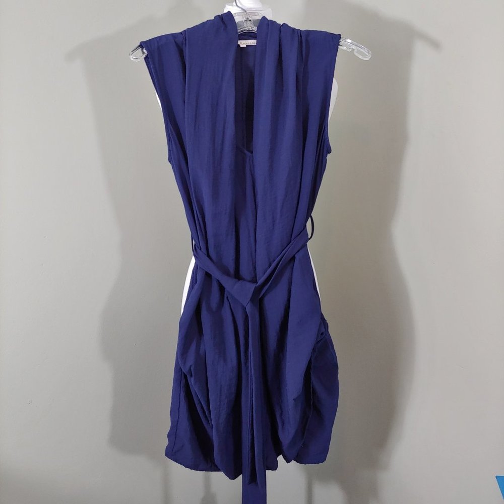 Rachel Roy Navy Sleeveless Belted Tunic Style Dress Pockets